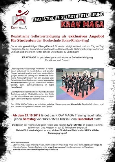 Flyer - Krav Maga für Studenten der Hochschule Bonn-Rhein-Sieg